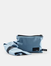 Slate beach towel and pouch on white background