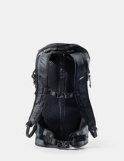 Black backpack on a white background