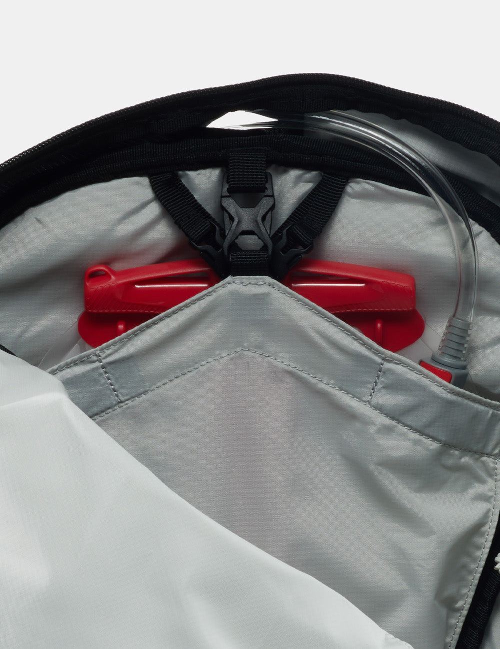 close up view of backpack hydration pocket