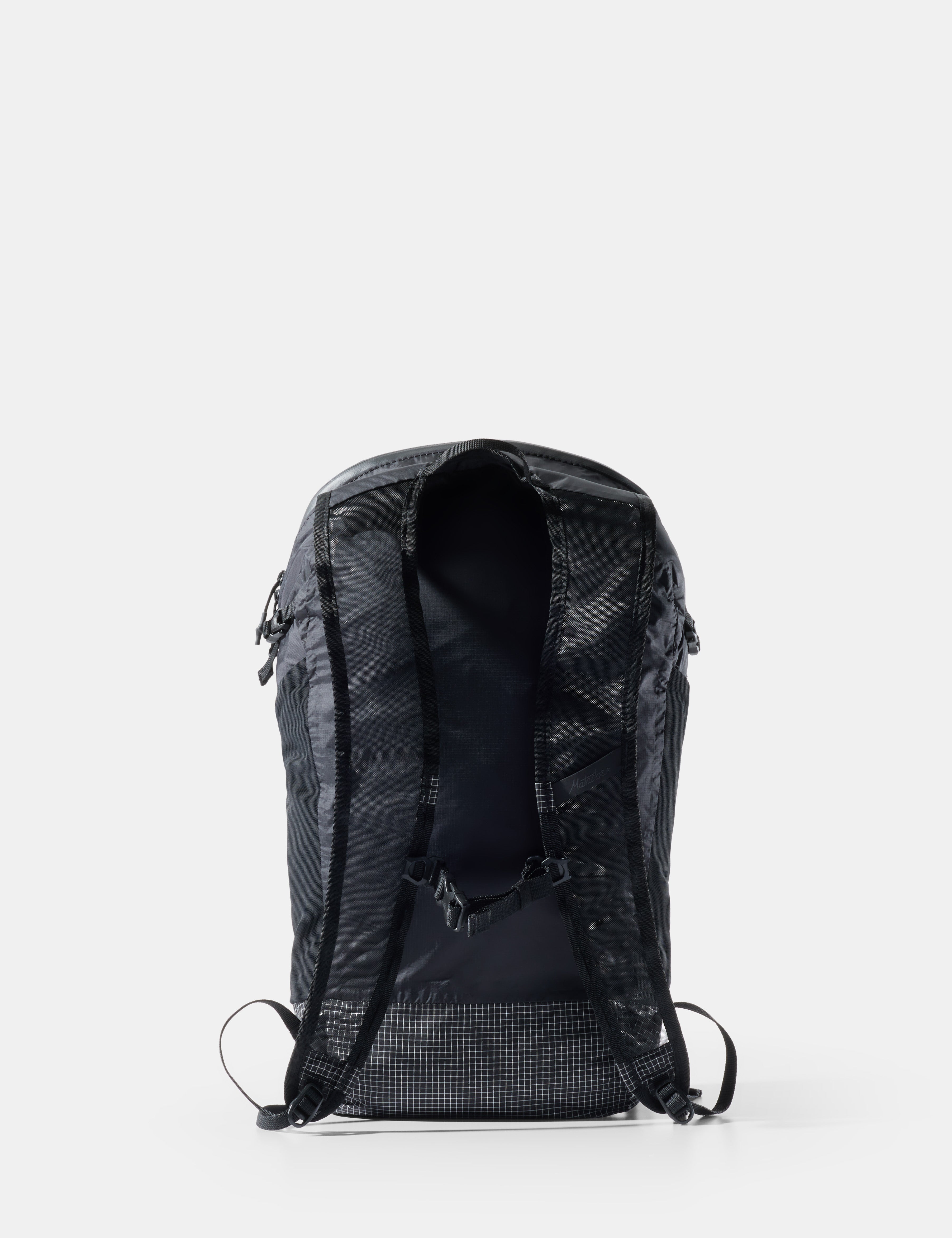Black backpack on a white background