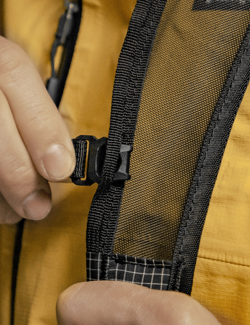 close up view of breathable mesh strap