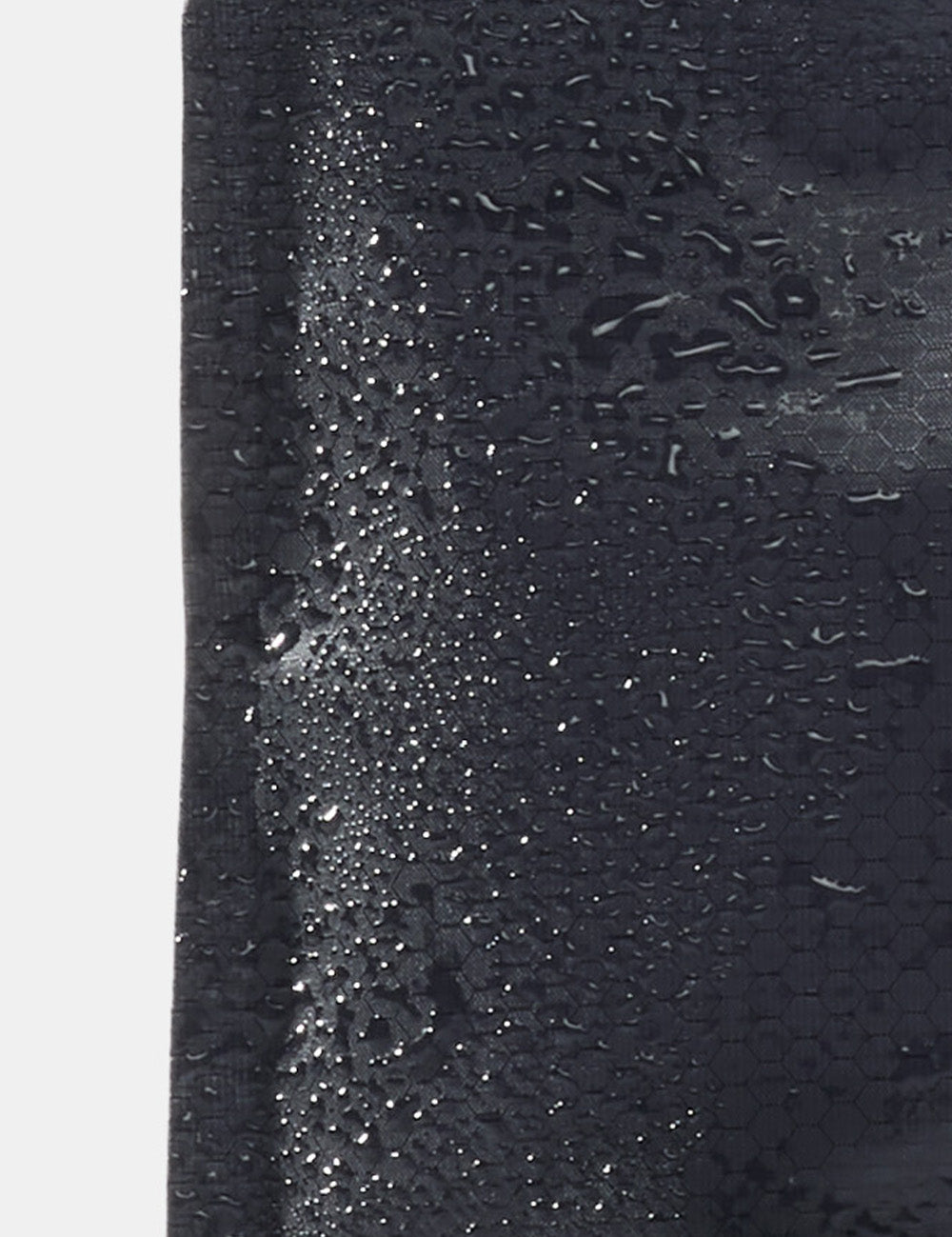close up view of water droplets on waterproof fabric