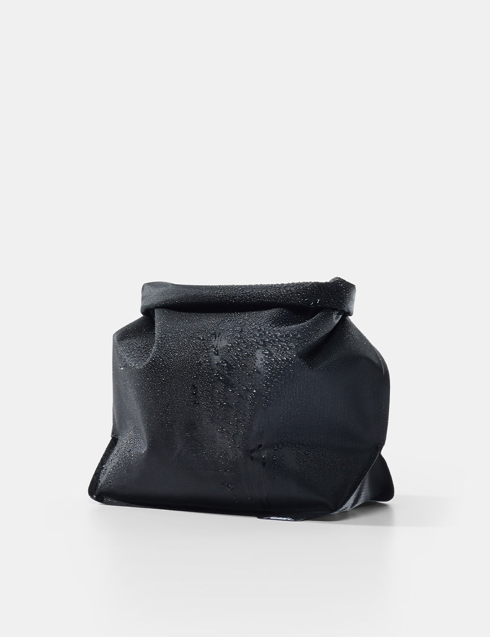 Black toiletry case on a white background