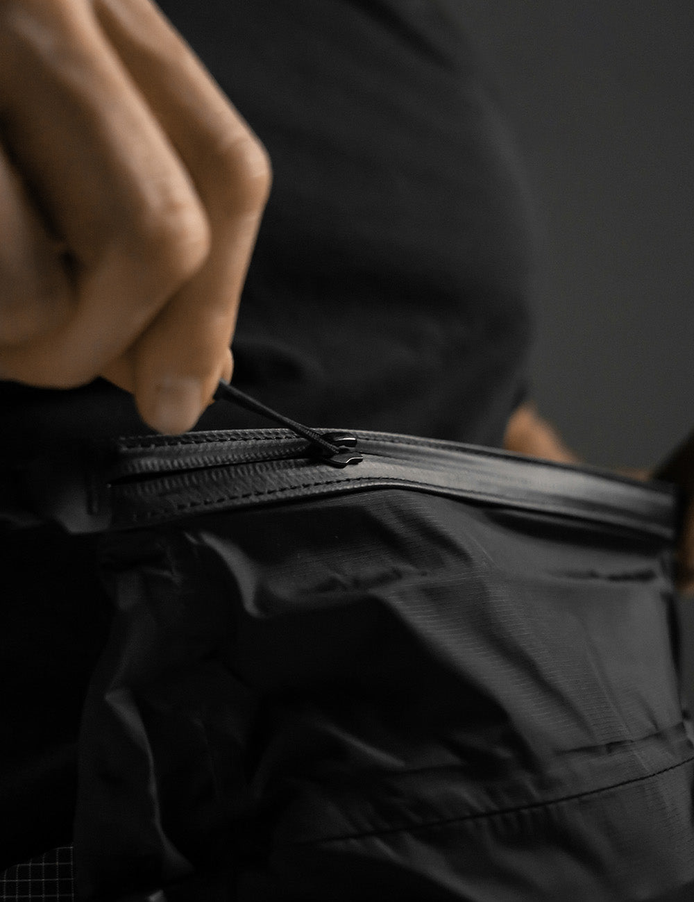 close up view of waterproof zipper