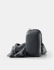 gray towel and case  on a white background