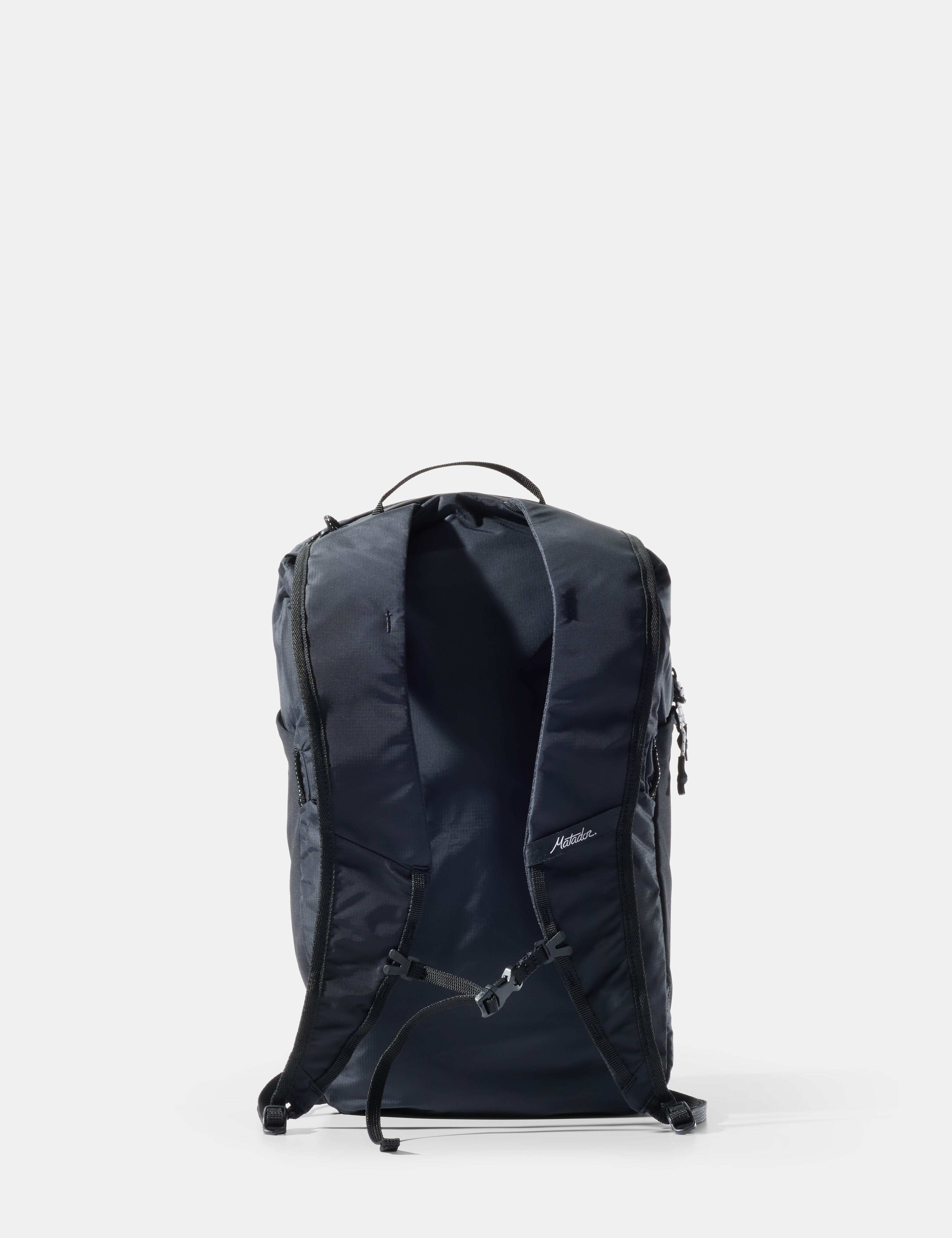 Black backpack on a white background