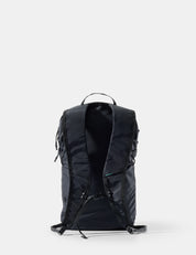 Black backpack on a white background
