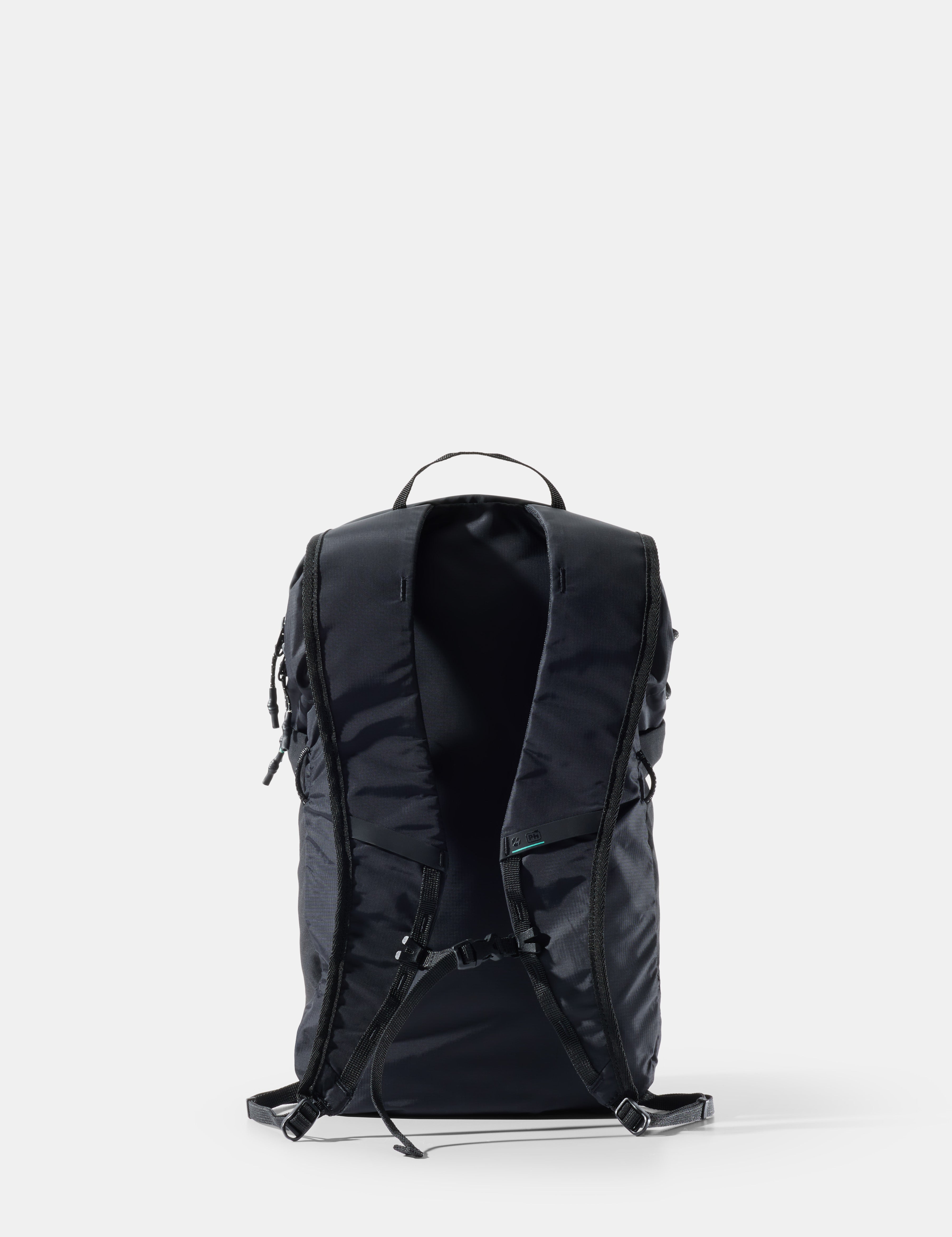 Black backpack on a white background