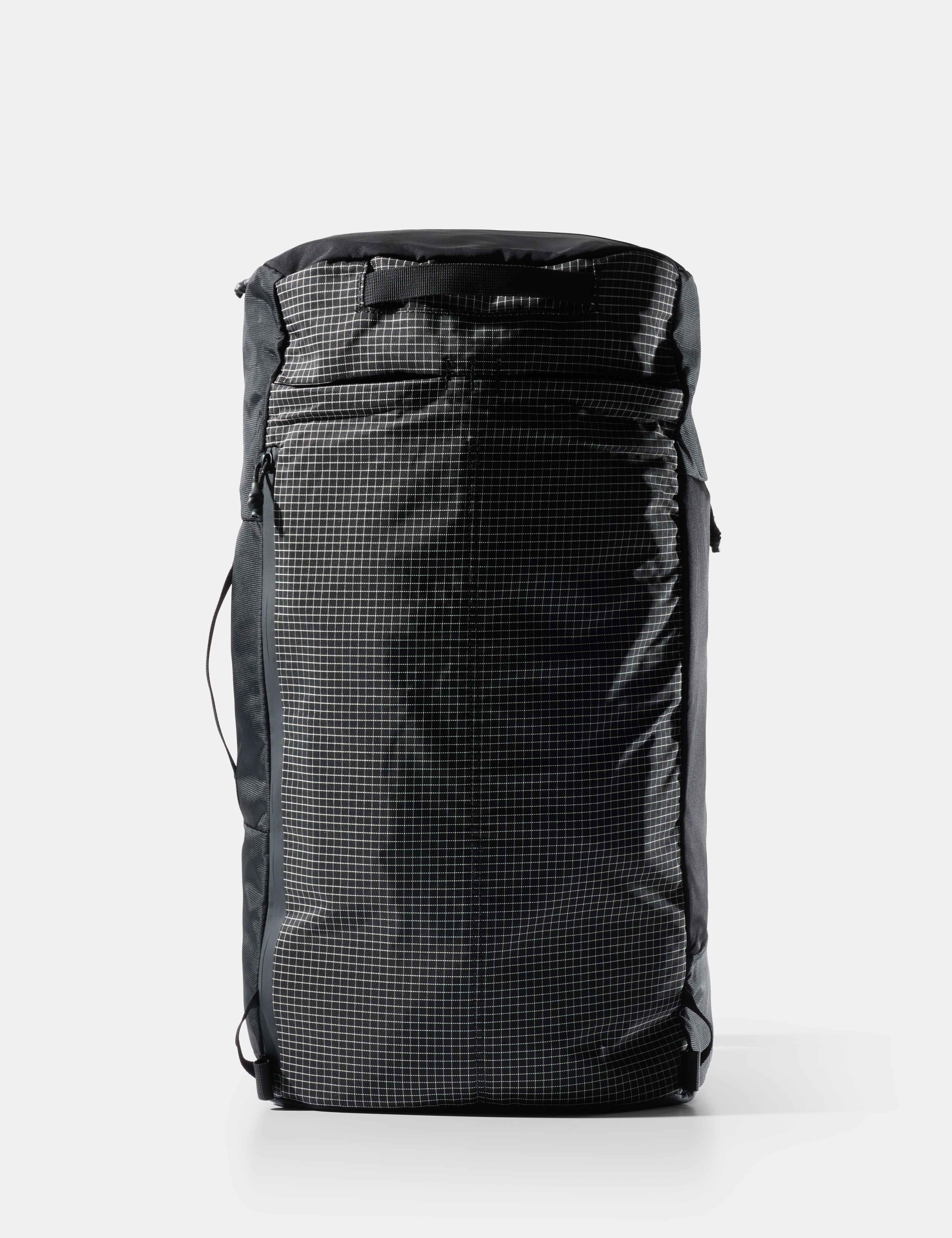 Black backpack on a white background