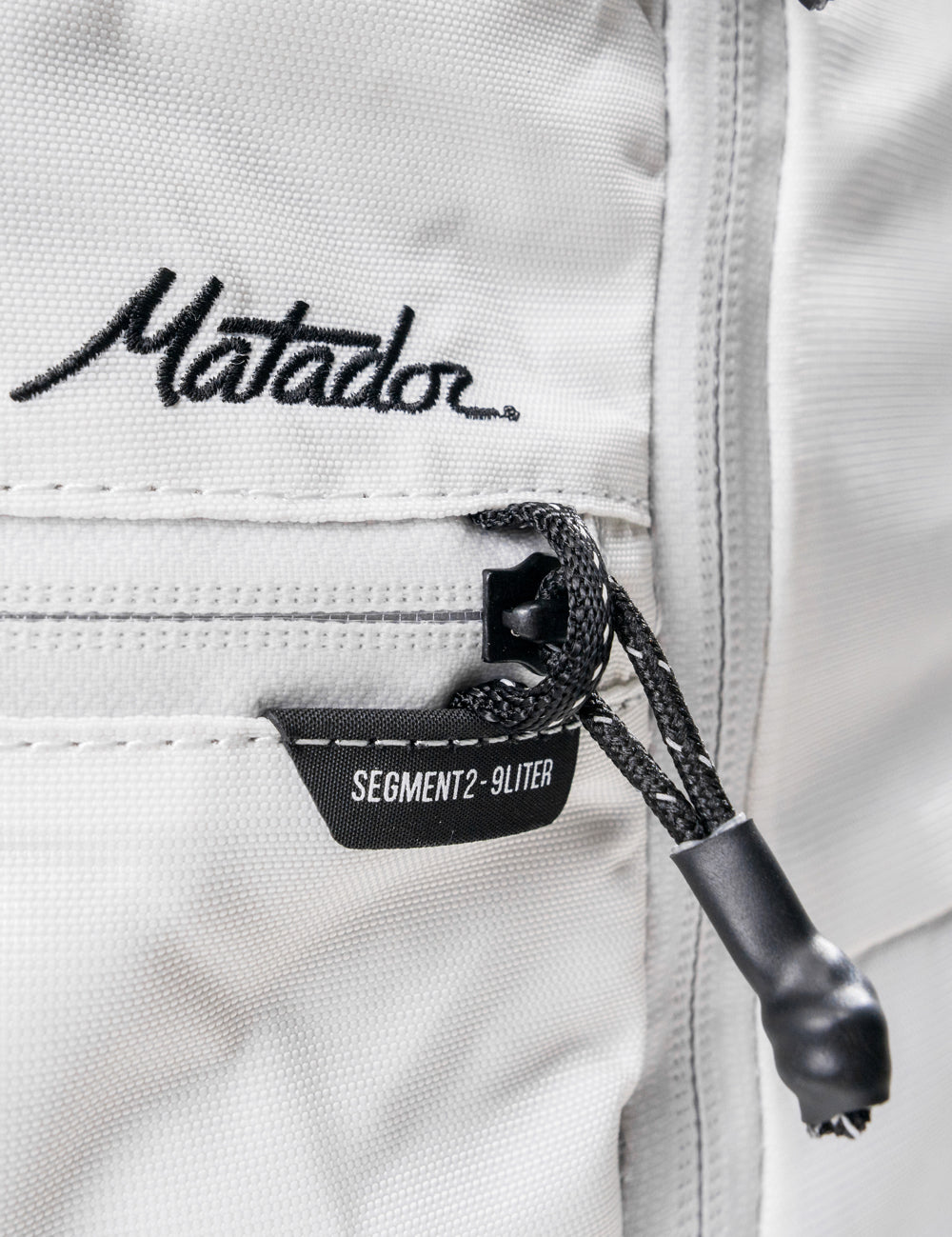 close up view of zipper security loop on white seg45